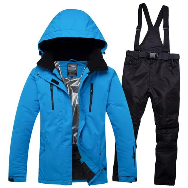 Solid Color Women Men Ski Jacket and Pants Winter Snow Clothes for Men