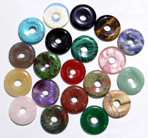 

40mm natural stone Turquoises Opal Quartz crystal tiger eye donut charm pendant for diy jewelry making Necklace Accessories10pcs