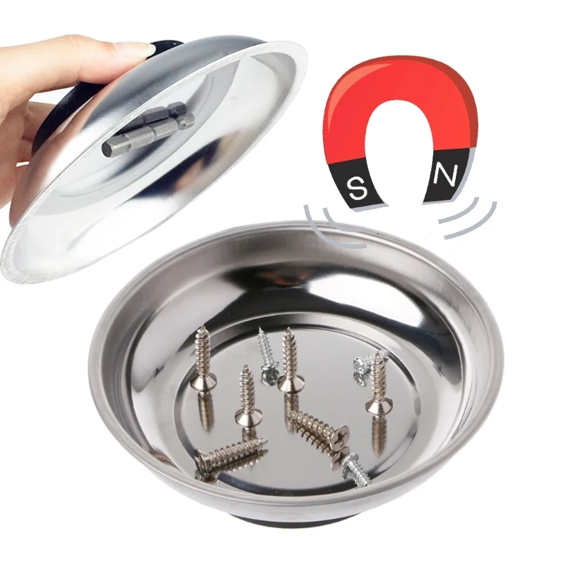 

OOTDTY 3/4/6Inch Stainless Steel Magnetic Parts Bowl Tool Tray Nuts Bolts Screws Holder