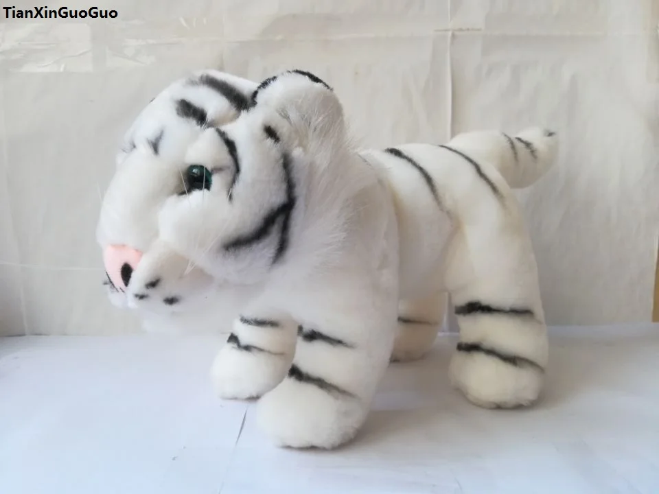 

about 38x20cm standing pose white tiger plush toy lovely tiger doll soft doll high quality toy birthday gift w1590