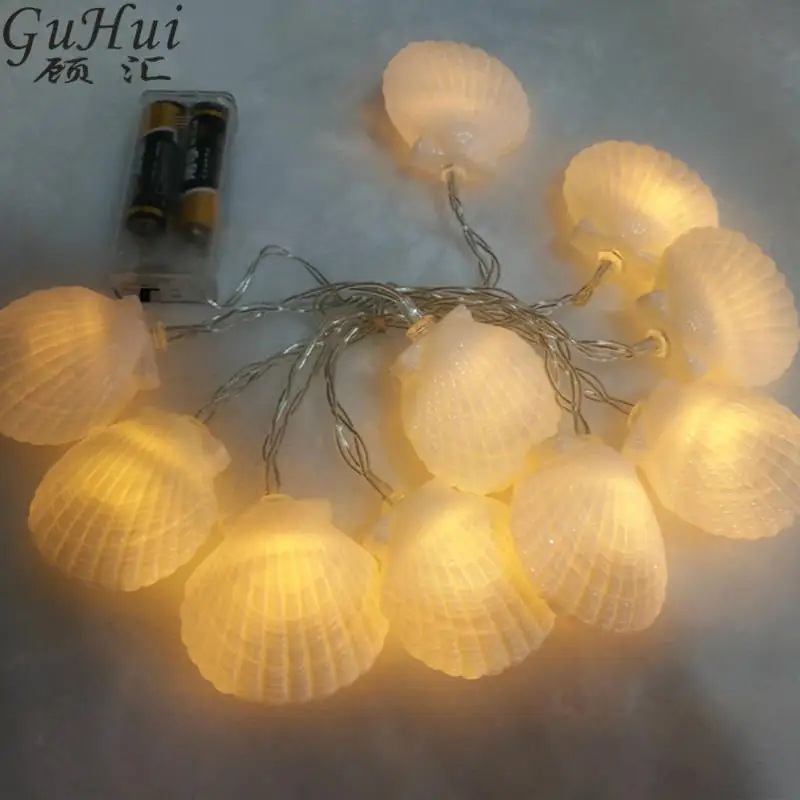 Warm Color 1,6 м 10LED Sea Shell строки Средиземноморский Стиль розового цвета с принтом «сердечки» для маленькой девочки Рождество Свадьба День Рождения Декор для комнаты, вечеринки кулон - Цвет: Warm Color