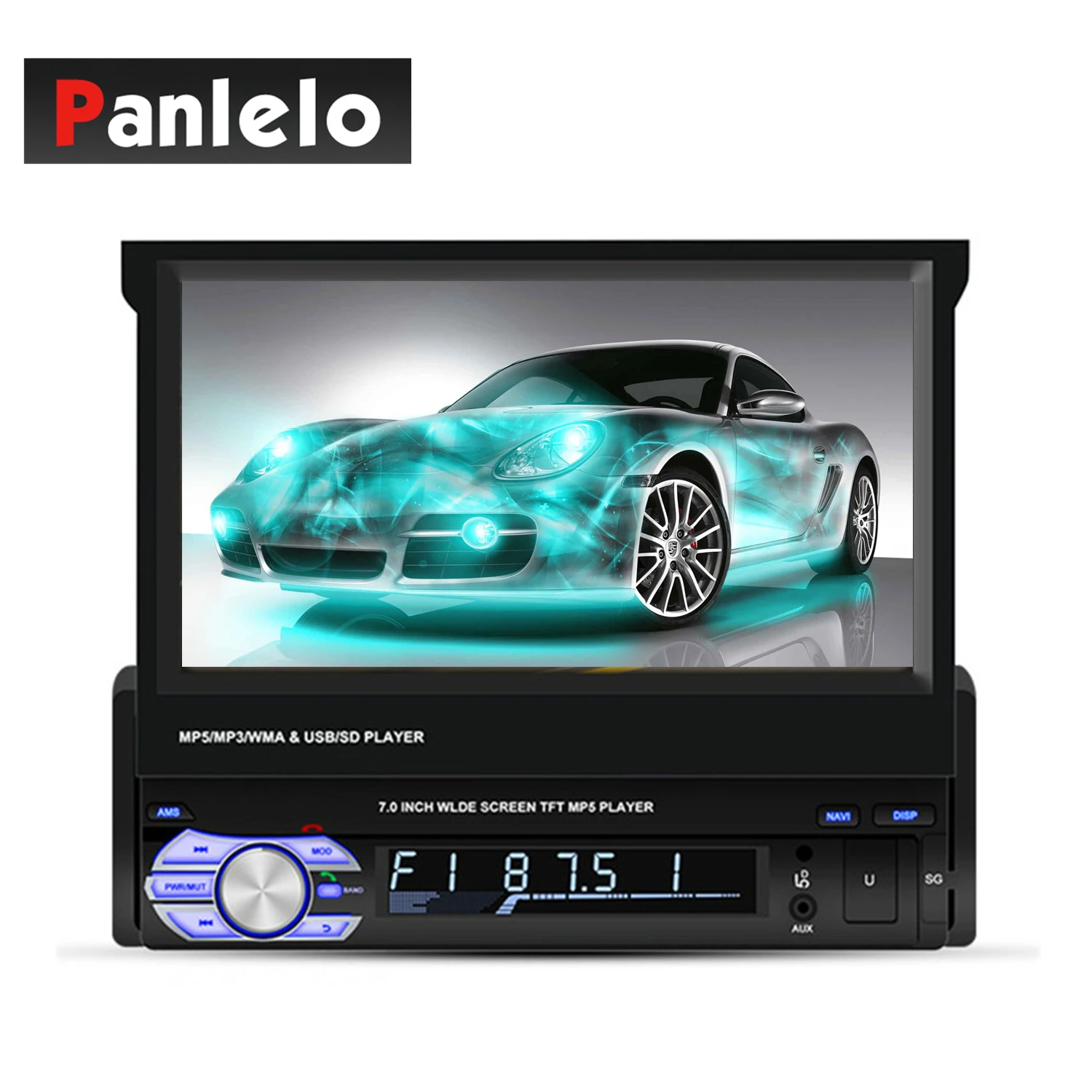 

Panlelo T2 1 Din Android Car Stereo Music Audio Player 7 inch 1GB 16GB Quad Core 1080HD GPS Navigation Audio Radio AM FM BT Call