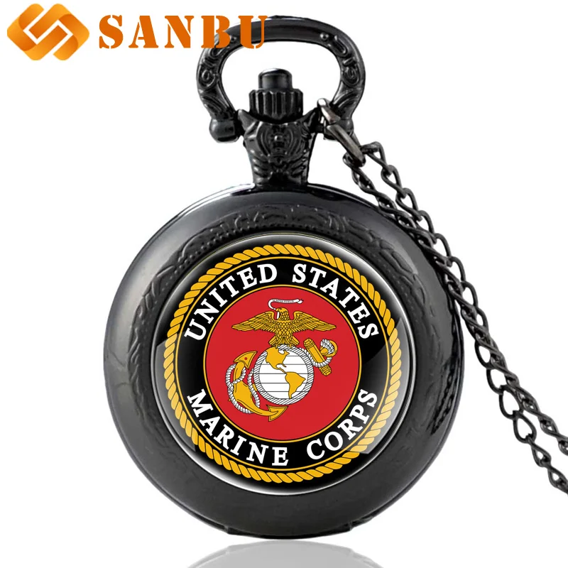 

New Arrivals United States Marine Corps-USMC Quartz Pocket Watch Vintage Men Classic Necklace Jewelry