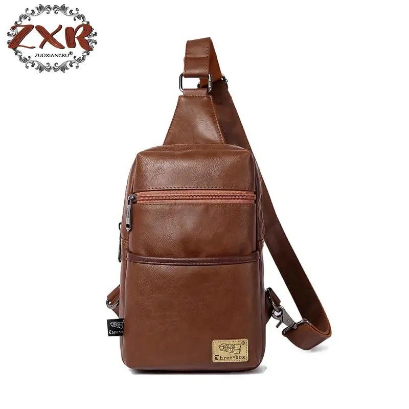 

Men Pu Leather Chest Bag Crossbody Bags Travel Chest Pack Handbag Fashion Zipper Shoulder Bag Sling Chest Bag Travel Pack