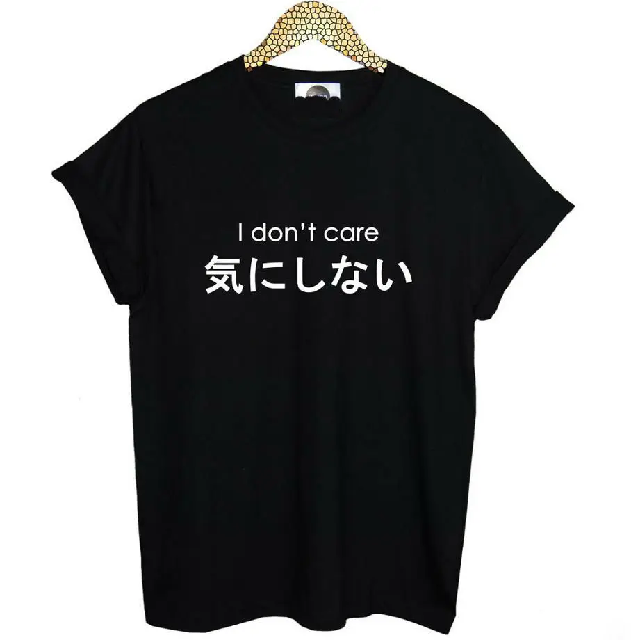 Women Tshirt I DONT CARE Letter Print Cotton Casua...
