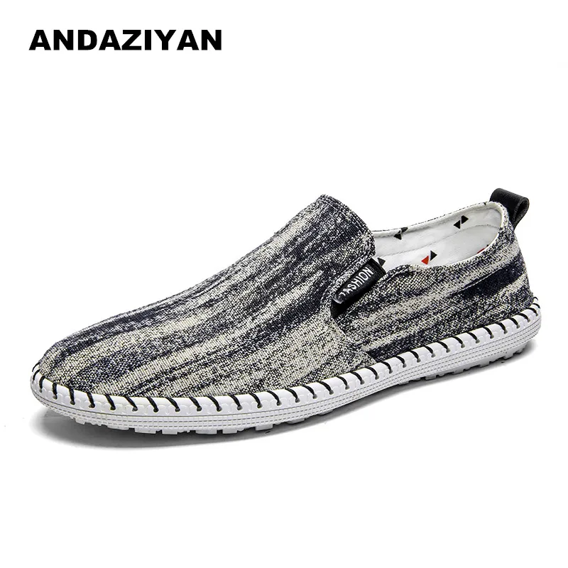 

Summer tide shoes breathable canvas shoes men's lazy casual peas students wild do not tie a pedal shoes