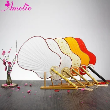 

20pcs/lot Summer Wedding Gift Paper Handle Fan Banana Sharp Palace Fan Hand Fan Forest Party Handmade Bamboo Fan For Guest