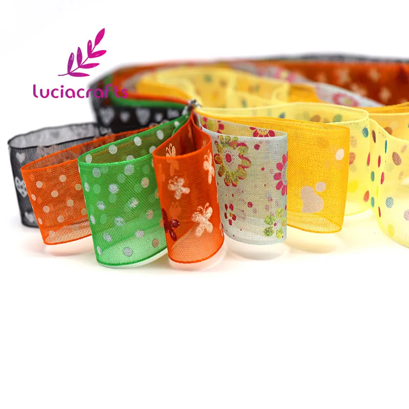 Lucia crafts 12y/24y, 1y/style 10-40 мм различные печатные ленты из органзы материалы для головных уборов DIY Швейные аксессуары P0202