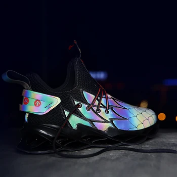 

Reflective Blade Warrior Running Shoes for Men Breathable Mesh Cushioning Sneakers Outdoor Professional Athletic Sports Shoes