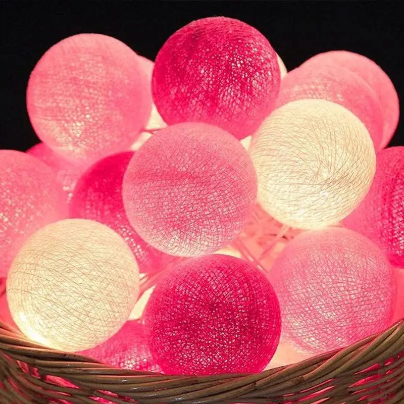 10 20 светодиодов Красочные хлопковые шаровые гирлянды, световые шарики на батарейке, сказочные лампы для праздника, Рождественская Домашняя вечеринка, украшения для спальни - Испускаемый цвет: E