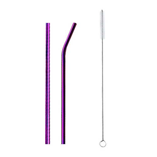 Colorful Reusable Stainless Steel Drinking Straws Spoon Tea Filter Coffee Beer Carbonator Stirring Tools Drinkware Accessories - Цвет: C Straw Purple