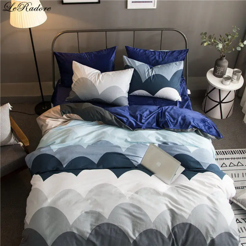 

LeRadore AB Side Bedding Sets Plaid Cotton Crystal Velvet Duvet Cover Sheet Pillowcases Bed Linens 3/4 PCS for Kids Adults