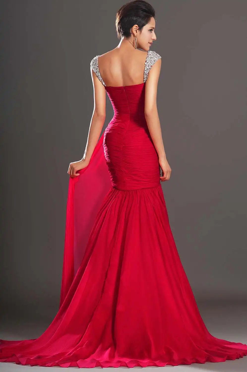 PROMOTION-Free-Shipping-Charming-Cheap-Mermaid-Cap-Sleeve-Red-Chiffon-Evening-Dresses (1)