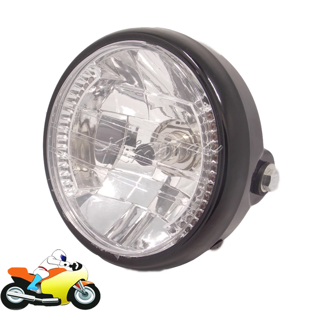 7'' Motorcycle Headlight H4 35W Halogen Bulb with LED Angel Eye Turn