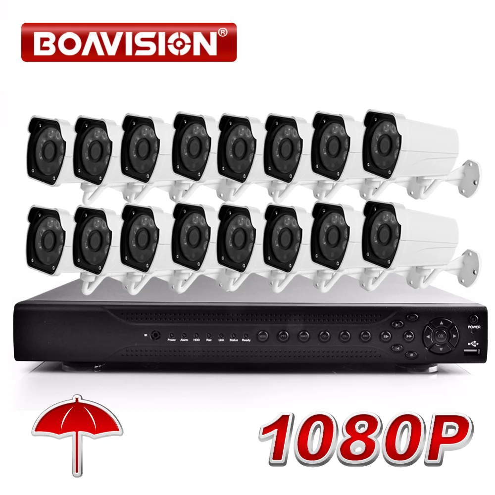 

Secuity Camera System 16CH 1080P AHD DVR System Kit 1080P 16PCS Bullet Waterproof IR 20M AHD Camera 1080p CCTV Surveillance Kit