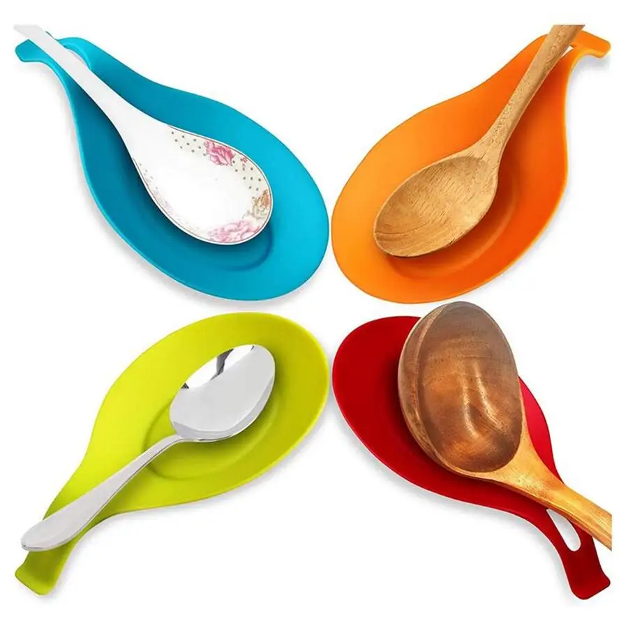 Kitchen Heat Resistant Silicone Spoon Rest with Large Size Kitchen Accesssories Cooking Utensil