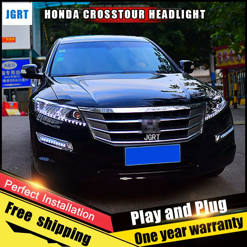 

2PCS Car Style LED headlights for Honda Crossto for 2011-2014 Chead lamp LED DRL Lens Double Beam H7 HID Xenon bi xenon lens