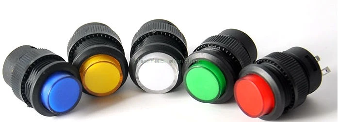5Pcs 4pin Latching Type 16MM White Red Blue Green Yellow LED Lamp Round Self-Lock Push Button Switch 3A/250VAC | Обустройство дома