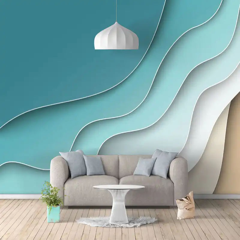 Leaf Wallpaper Abstract Line Wall Mural Geometric Wall Art Minimalist Home Decor Cafe Design Living Room Bedroom
