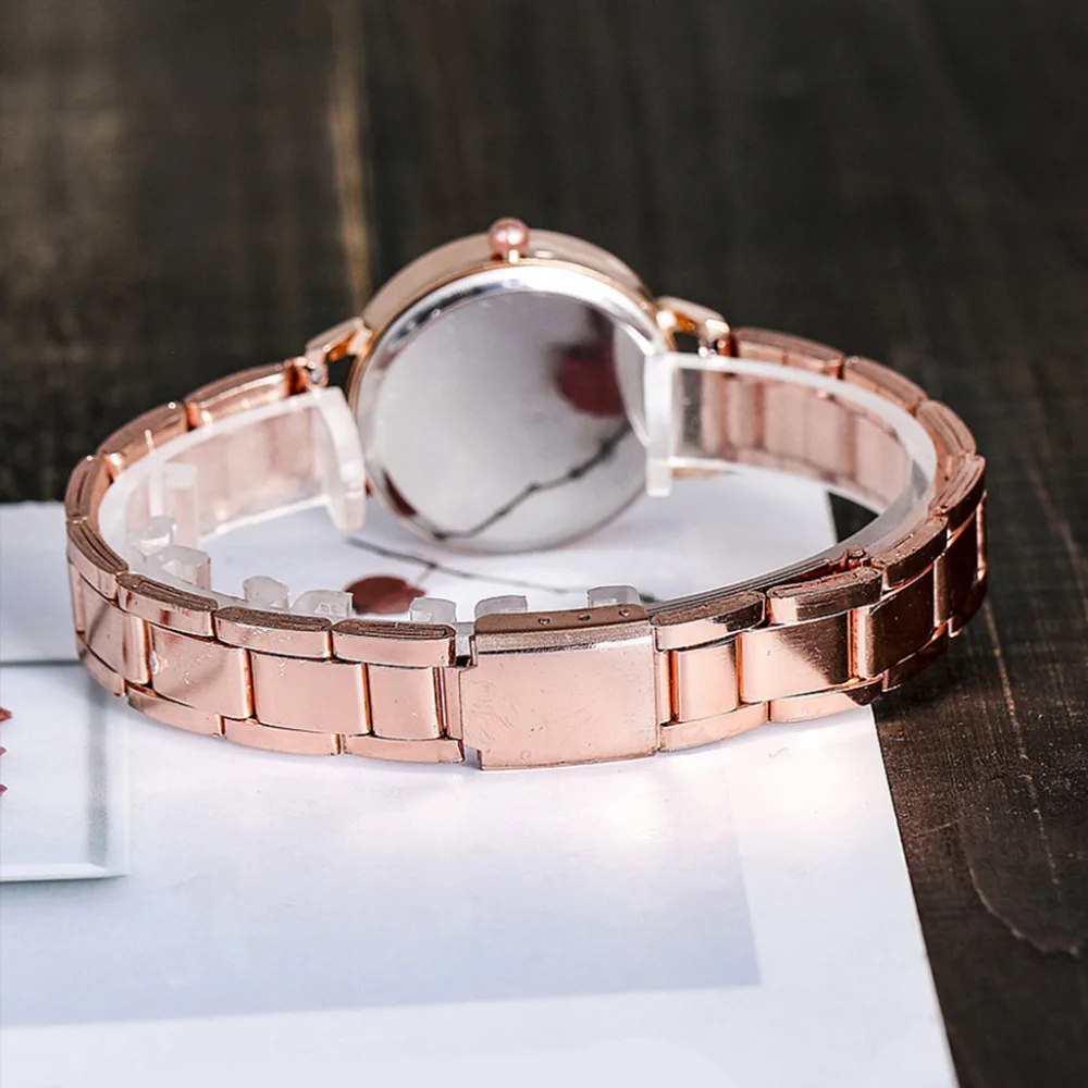 Часы Женское платье браслет из нержавеющей стали аналоговые кварцевые наручные часы модные роскошные женские золотые часы из розового золота аналоговые часы# A