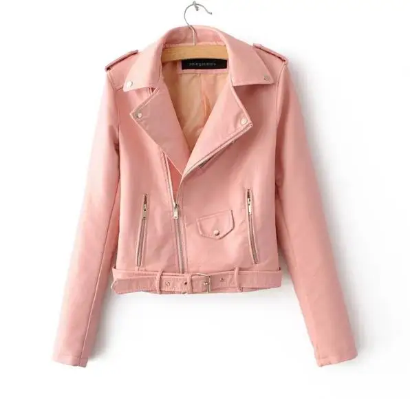 

New Short Faux Soft Leather Jacket Women Fashion Zipper Motorcycle PU Leather Jacket Ladies Basic Street Coat