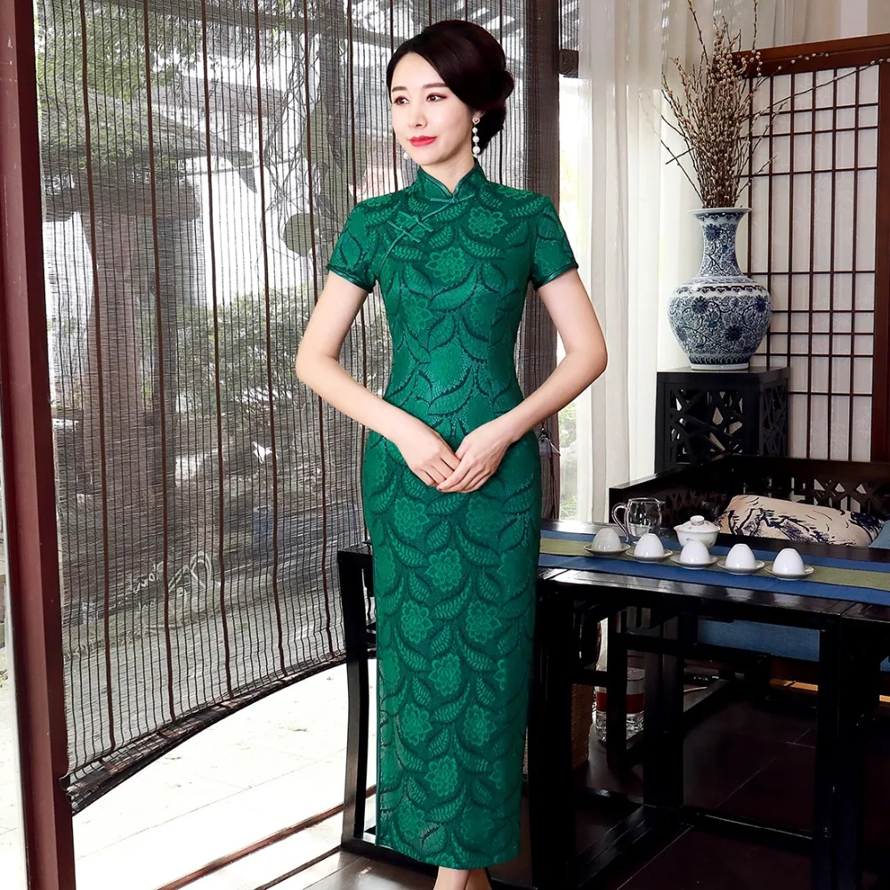 

Vintage Print Flower Lady Qipao Sexy Oversize 3XL 4XL Women Chinese Style Cheongsam Lace Vestidso Evening Party Dresses S-36