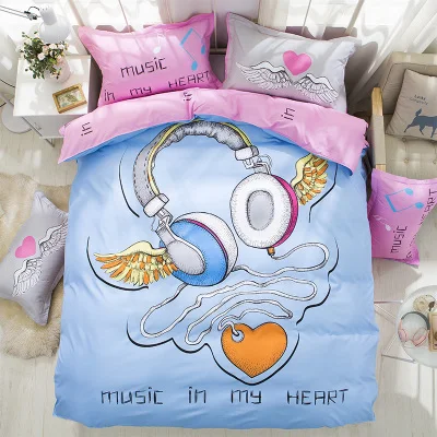 

Fragrance florid Polyester Duvet Cover set 4 pcs duvet Cover Bedding set lattice style Queen size Full Twin