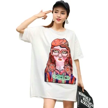 Европейская станция г., летняя футболка с длинными рукавами для девочек с героями мультфильмов свободная тонкая футболка большого размера