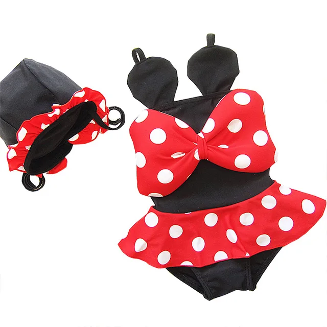 Special Offers Baby girls swimsuit summer baby Dots Bow one-piece swimsuit kids Beachwear children's swimwear 
