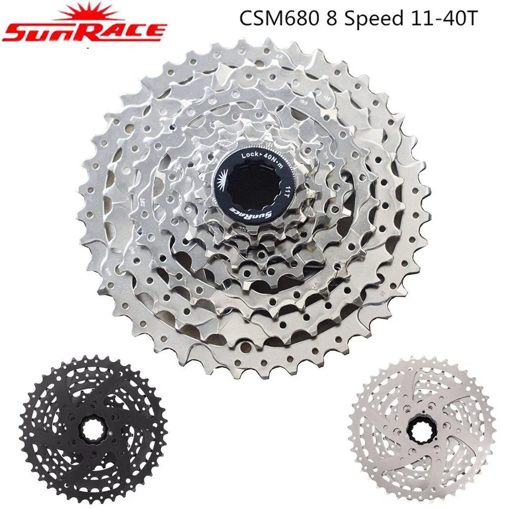 Sunrace 8-speed 11-40T Wide Ratio MTB Cassette CSM680 Freewheel fit Shimano 8 speed standard HG model hub, not works freewheel