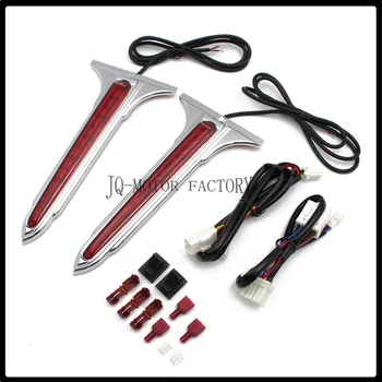 

Chrome Motorcycle Wedge LED Rear Saddlebag Accents Lights with Red Lenses For Harley Touring FLT FLH