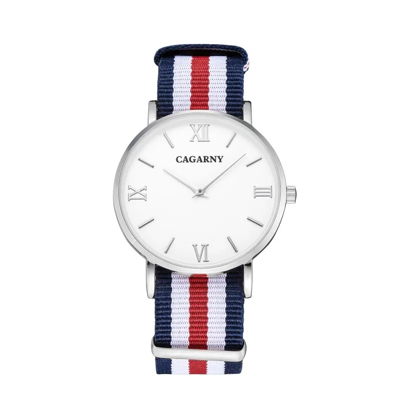 CAGARNY мужские часы лучший бренд класса люкс серебро ультра тонкие кварцевые часы нейлон браслет ремешок модный мужской подарок деловые наручные часы - Цвет: 3