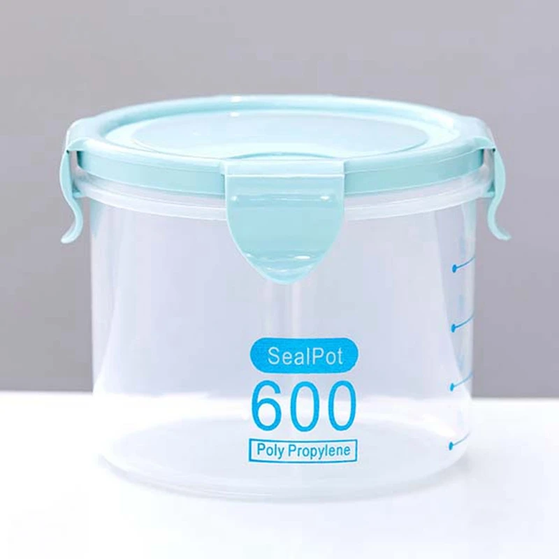 

600ml /800ml /1000ml Fresh Pot Container Box Kitchen Storage Plastic Box Sealing Food Preservation Pink, Blue, Green