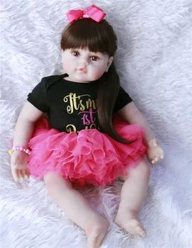 

23" 58cm Realistic Soft Silicone Reborn Baby Smile Girl Dolls Lifelike Newborn Doll Girl Gift Reborn Dolls Bonecas Babies Toys