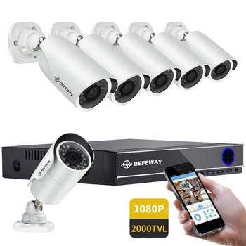 

DEFEWAY Video Surveillance Kit HD Home Security 8CH CCTV System 2000 TVL 1080P HDMI AHD CCTV DVR 6 pcs Outdoor Security Cameras