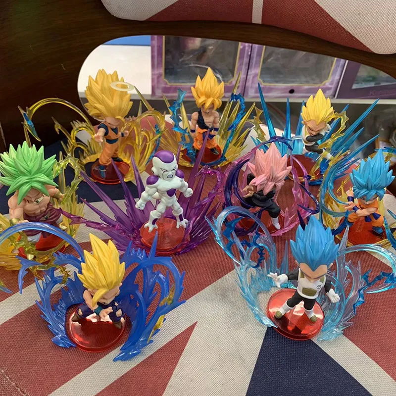 

9pcs/set Dragon Ball Super BURST World WCF Super Saiyan Blue Rose Son Goku Gohan Vegeta Freeza Broly action Figure toys