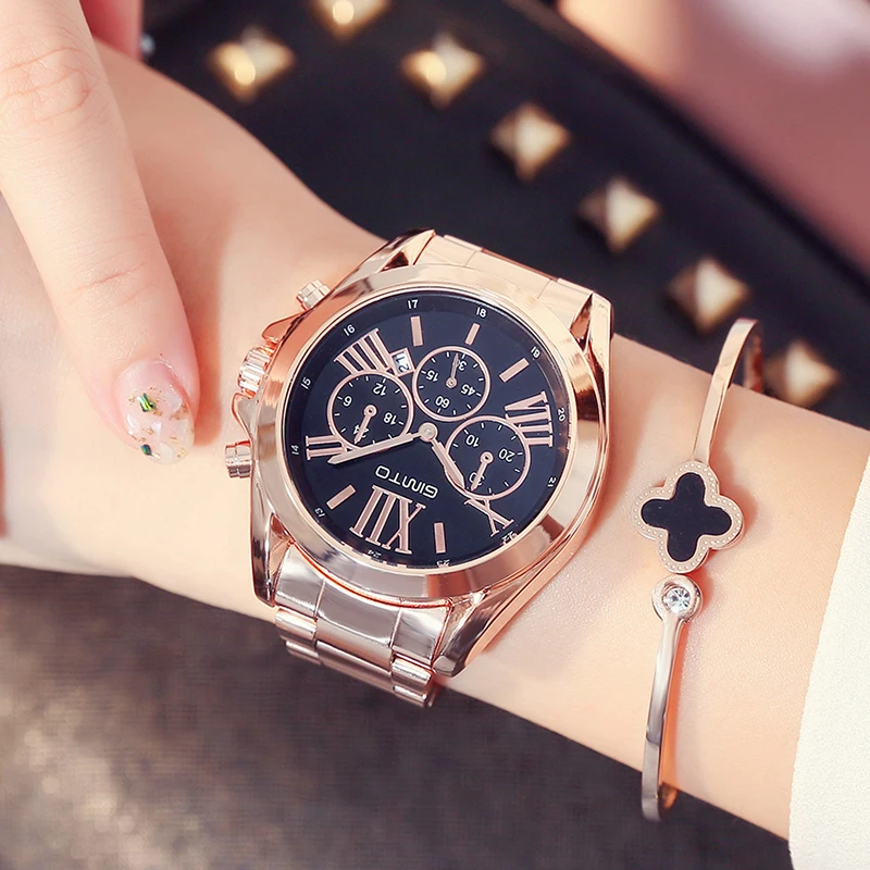 

GIMTO 2017 Top Brand Sport Women Quartz Watches Luxury Rose Gold Steel Ladies Watch Fashion Roman Female Clock relogio feminino