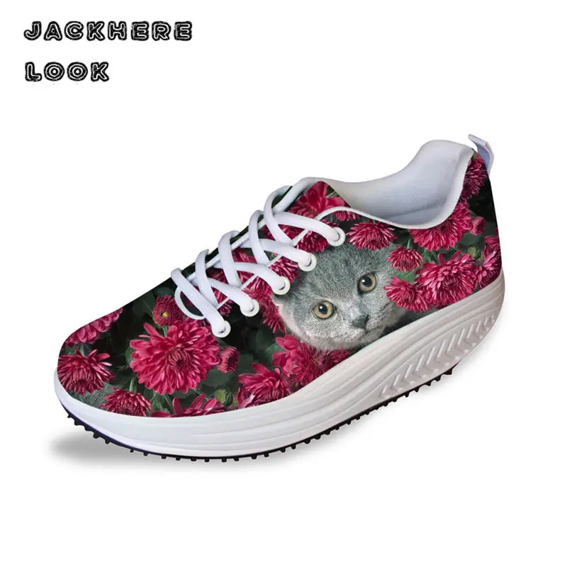 Jackherelook цветок кошка животного 3D печатных Для женщин полусапожки на плоской