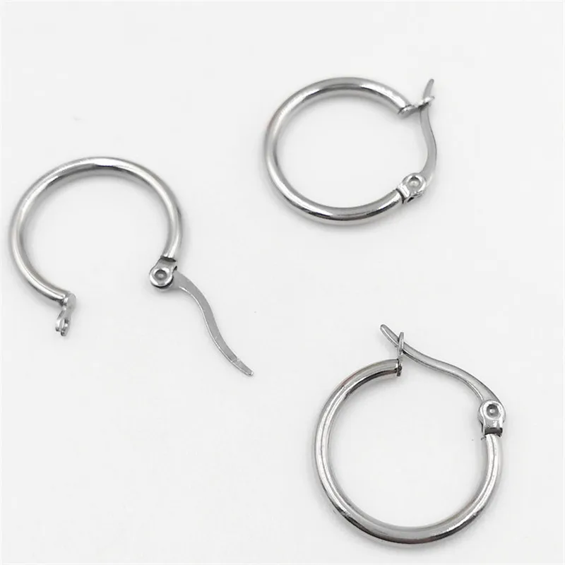 100PCS 14 34mm Wholesale Stainless Steel Circle Earrings Hook Clasps