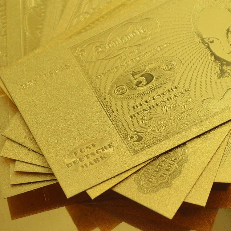 Набор золотых банкнот 5.10.20.50.100.500.1000 немецкая марка, бумага для банкнот, деньги, сувенир, Коллекционирование, подарок