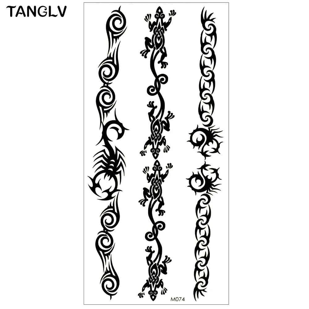 TANGLV Brand Fashion Black Gecko style Temporary Tattoo ...