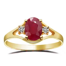 Yellow gold ring 100% Natural ruby gems Precious stone real 18k gold rings Fine Jewelry engagement wedding women