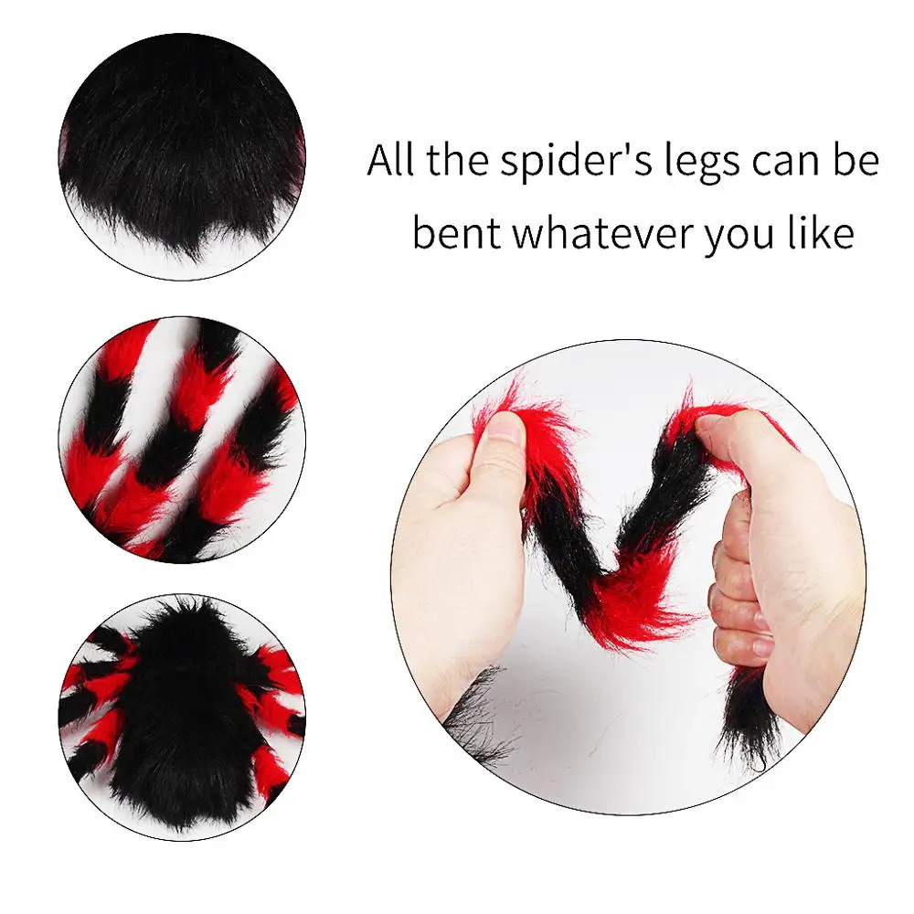 49inch Large Spider For Halloween Party Decorations Indoor Outdoor Yard Decor Scary Plush Spider Props (Black And Red) (3)
