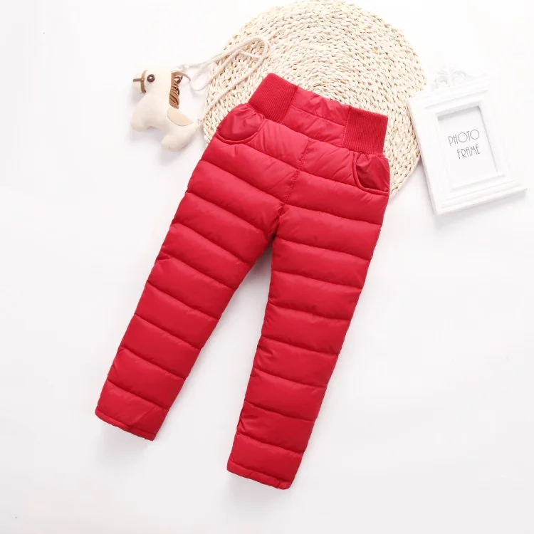 Детские Пуховые Хлопковые Штаны для девочек зимние/осенние детские брюки для мальчиков модные ветрозащитные теплые штаны верхняя одежда для маленьких девочек