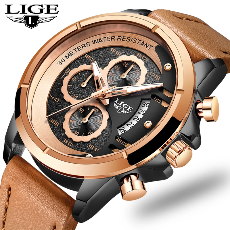 

2019 LIGE Watches Men Luxury Brand Quartz Watch Fashion Chronograph Watch Reloj Hombre Sport Clock Male Hour Relogio Masculino
