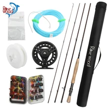RoseWood Fly Fishing Combo набор из углеродного волокна для ловли нахлыстом удочки 2,7 м 5/6 и полностью Металлическая катушка с леской, набор для приманки, чехол для удочки, трубка Pesca