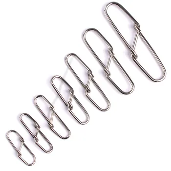 

50/bag stainless steel quick lock buckle solid ring safe fast fishing tool connector Pesca hook fishing gear