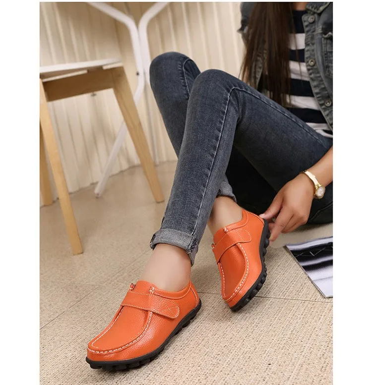 Genuine Leather Women's Casual Shoes Lace-Up Woman Loafers Moccasins Female Flats Solid Low Heel Lady Shoe Soft Women Footwear 15