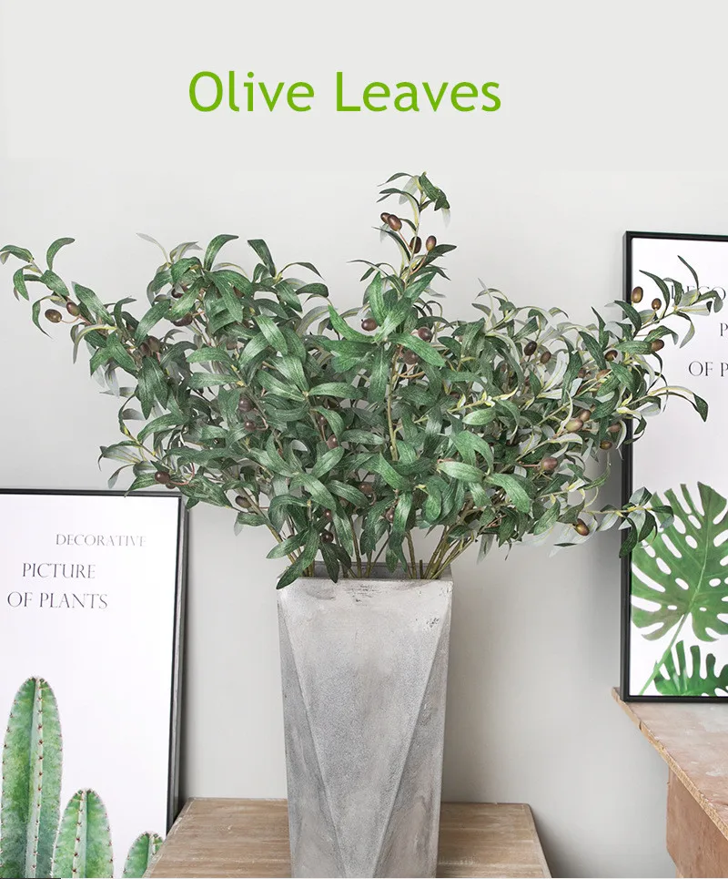 Green Artificial Leaf Nordic Style Big Size Olive Leaves For