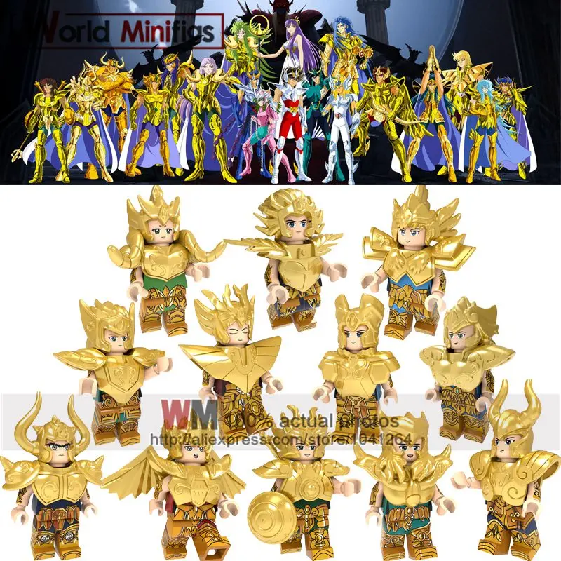 

20PCS/lot Legoings Saint Seiya Building Blocks Twelve Constellations Aries Taurus Gemini Cancer Action Figures For Children Toy